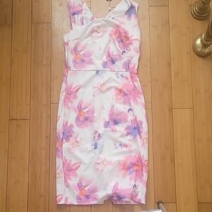 Floral Pink Purple Barbie Dress Tropical Vacation SZ M